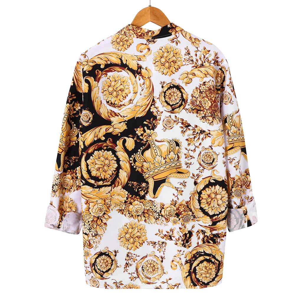 Осенне-зимние мужские рубашки camisa Этническая Печать с длинными рукавами Мужская свободная Мужская блузка для отдыха уличная camisa masculina