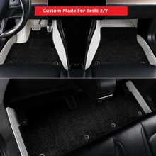 Tesla Model Y accessori per auto su misura tappetino per interni tappetino ecologico per Tesla modello 3 doppi strati in vera pelle bianca