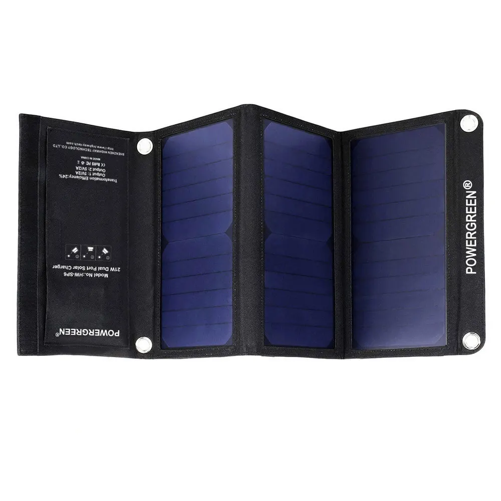 

Outdoor Waterproof Flexible 21W Dual USB Output Cell Phone Solar Panel Charger