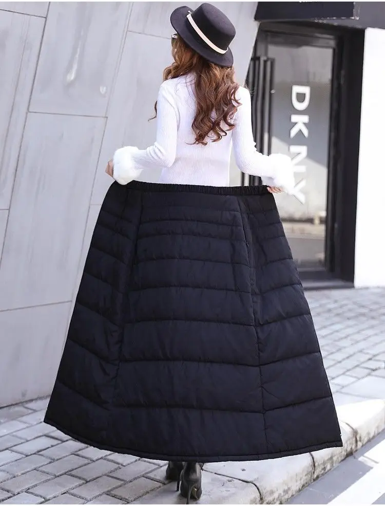 Черные осенне-зимние женские длинные юбки-карандаш из хлопка, эластичные юбки с высокой талией, утепленные юбки размера плюс, женские юбки, Saia Longa AV683