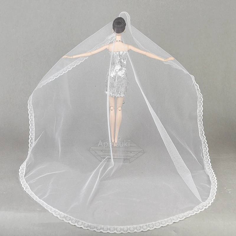 Handmade Long Veil Bridal Wedding Veils For Barbie Dolls Wedding Dress Veil For 1/6 BJD Dolls Accessories