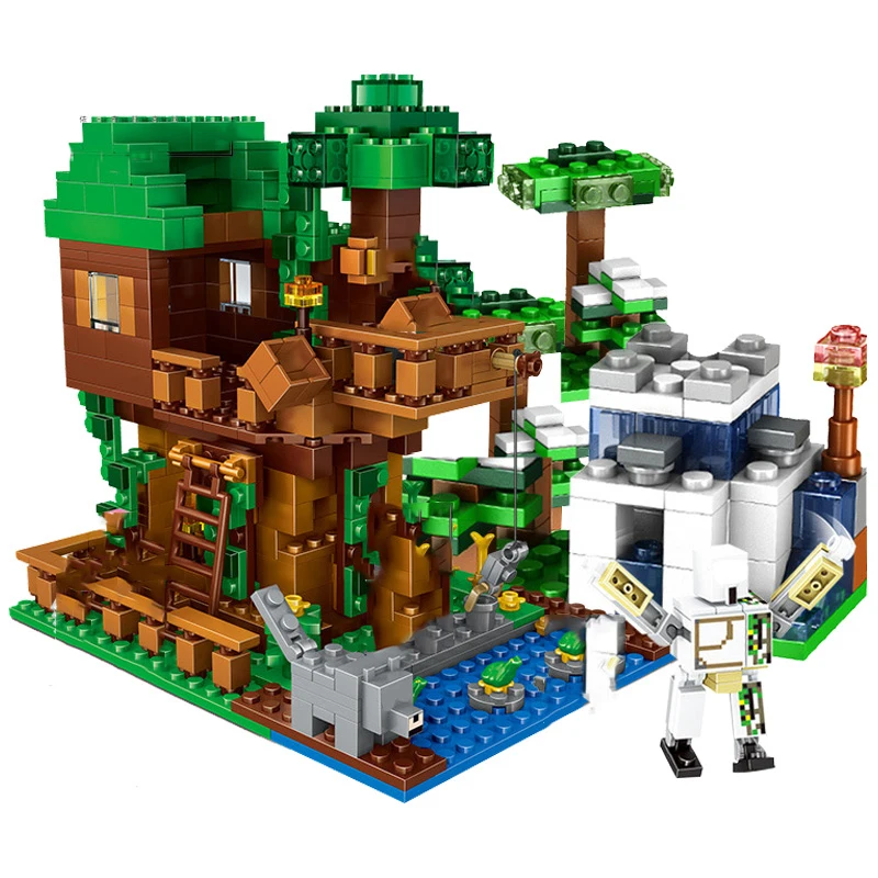 

Legoing Minecraft Firgues Jungle Tree House Compatible My World Minecraft Village Bricks Classic Building Blocks Children's Toys