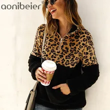 Aonibeier, Леопардовый принт, искусственный мех, лоскутное, Женское пальто,, зимняя куртка, Женский пуловер с длинным рукавом, карманы, Толстая теплая верхняя одежда