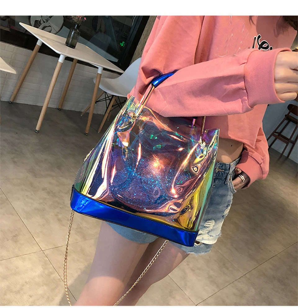 Прозрачная Желейная сумка из ПВХ модная дизайнерская через плечо с блестками для
