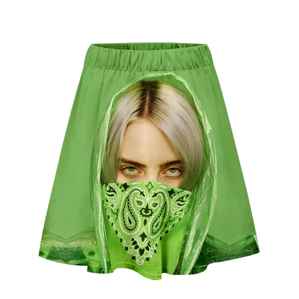 Новинка Billie Eilish, одежда с 3D принтом, повседневная юбка, женская летняя сексуальная Комбинированная юбка, топы, крутые женские юбки