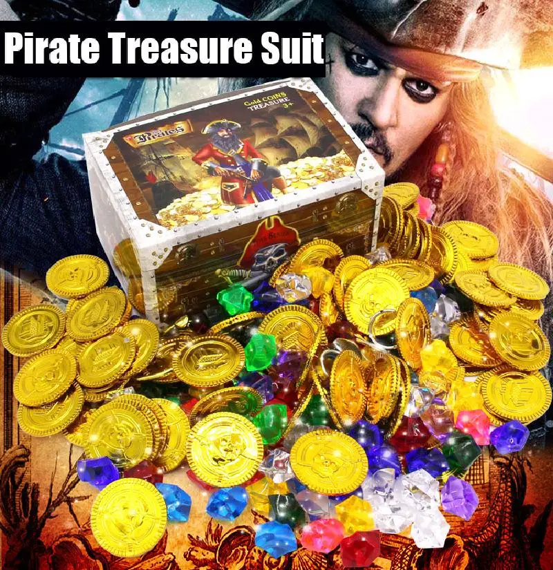 Children Pirate Series Plays Projects Coin Box Toys Home Games Acrylic Gemstone Cognition Of Coins Game Chip | Игрушки и хобби