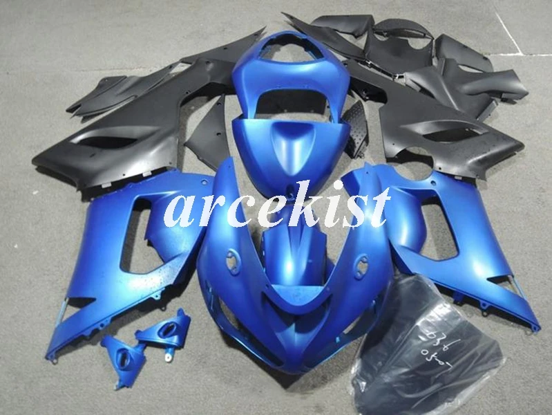 blue matte ABS мотоцикл обтекатели комплект подходит для kawasaki Ninja ZX6R 636 2005 2006 05 06 6R ZX-6R Кузов Набор на заказ синий белый - Цвет: blue matte
