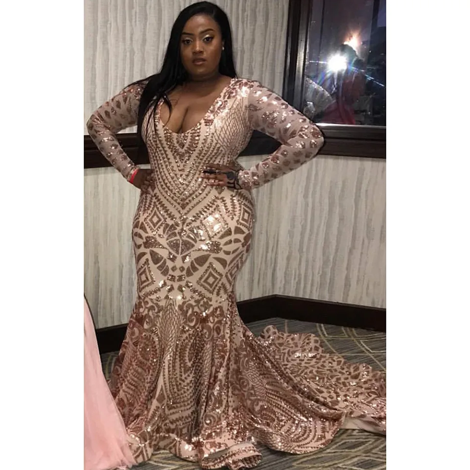 Plus size gold dress formal Clearance