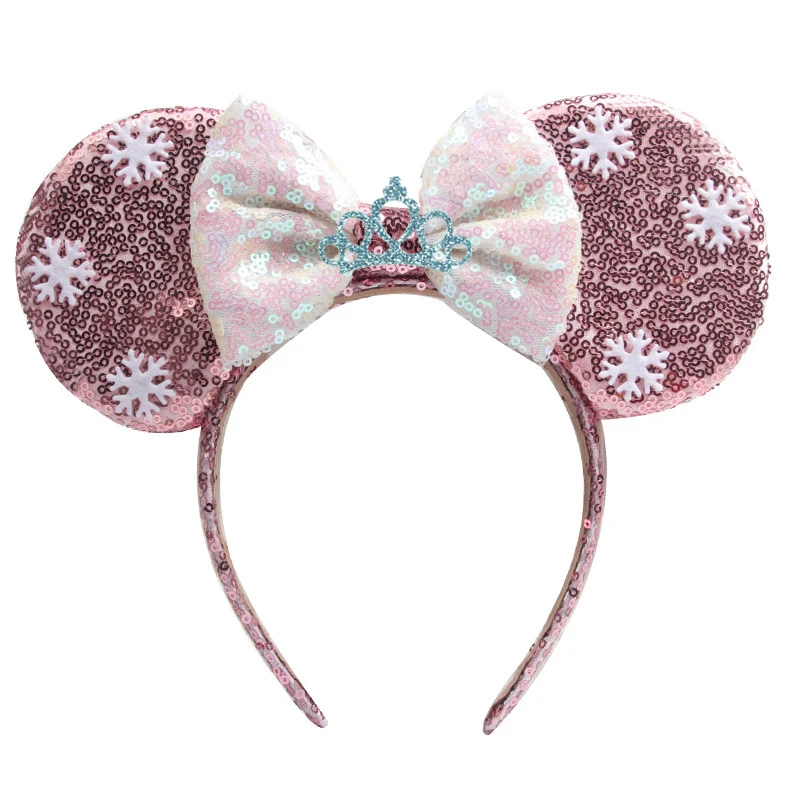 headband 2 Белоснежные повязки на голову с короной, уши Минни-Маус, головной убор, головной убор с блестками для девочек, повязки для волос на день рождения, плюшевые игрушки, подарок для детей - Цвет: headband 2