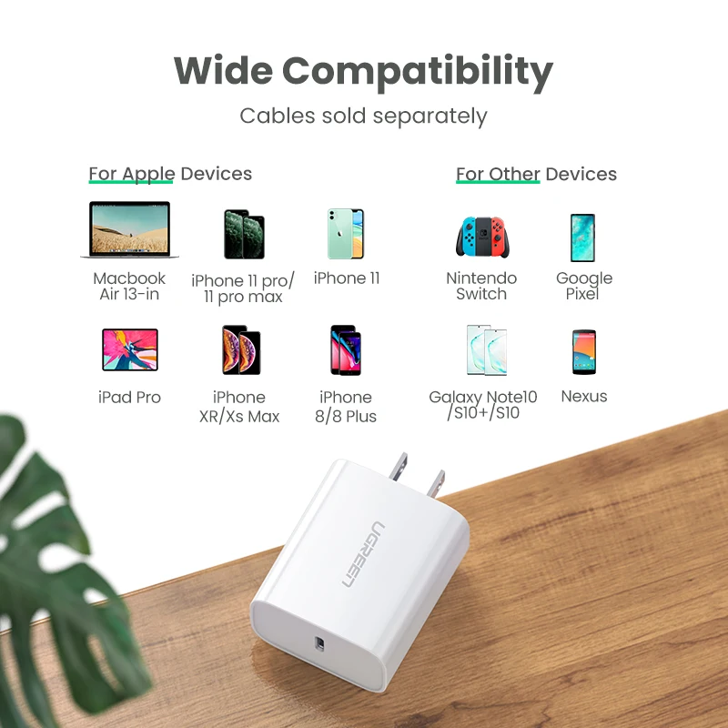 Ugreen PD Ladegerät 30W Quick Charge 30 QC USB Typ C Schnelle Ladegerät für iPhone 11 X Xs 8 macboo