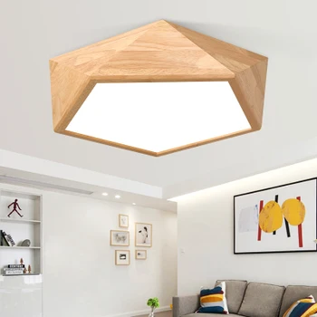 

2019 New Design Modern Led Ceiling Lights With Square Wood Frame Lamparas De Techo Japanese Style Lamps For Bedroom