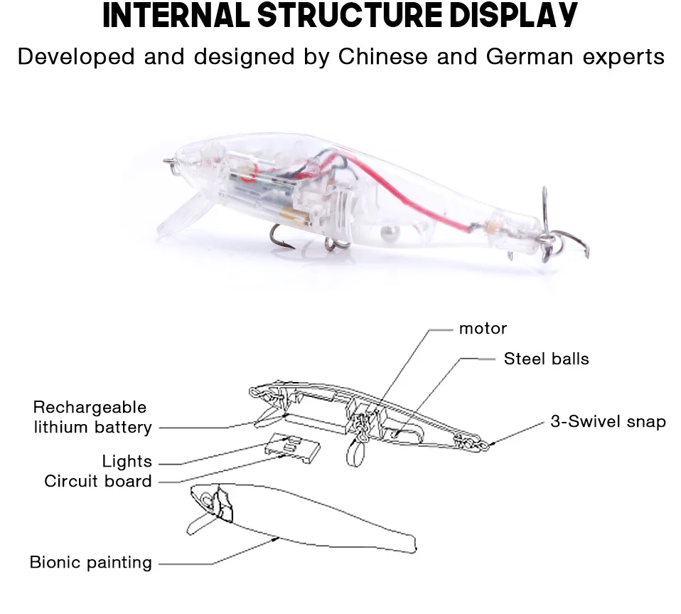VTAVTA 10cm 16g Rechargeable Electric Fishing Lure Led Light Shake Floating Wobbler For Pike Fishing Artificial Hard Bait Minnow 015