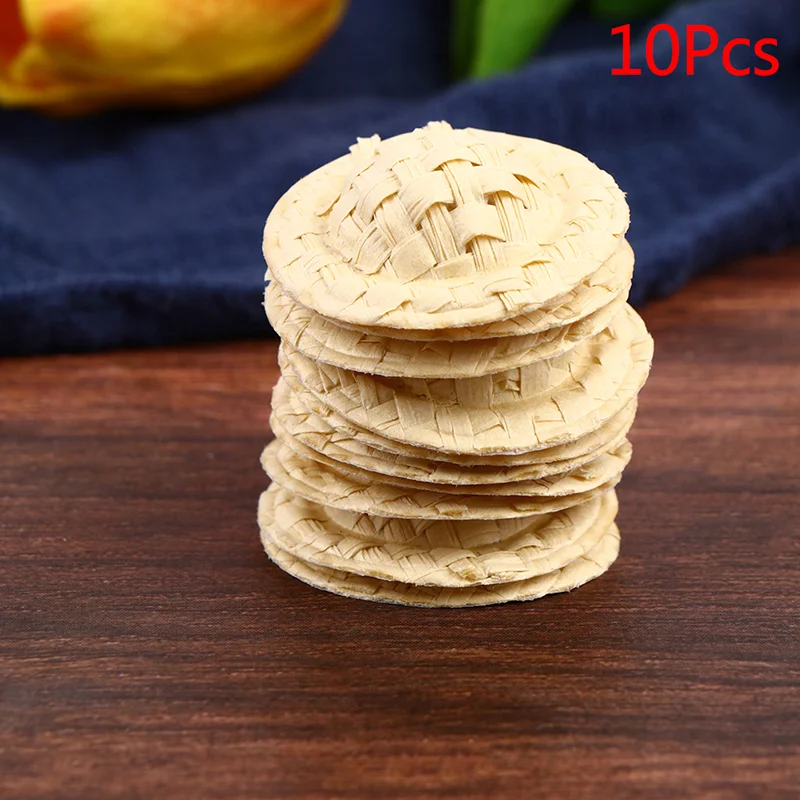 10Pcs Dollhouse Miniatur Stroh Mini Puppe Hut Puppe Haus Ornament Hand Gewebt DIY Puppe Hut Für Puppe Haus – Detail 2