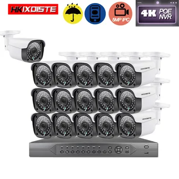 

H.265 16CH 5MP 4K POE NVR Kit CCTV System weatherproof Outdoor Bullet IP Camera Audio Record P2P Video Security Surveillance Set