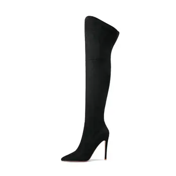 

Fashion shoes woman over the knee boots women stiletto high heels autumn pointed toe thigh high boots Plus size 34-43