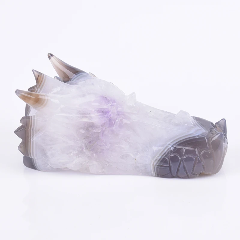 4,8 ''Geode бисер из драгоценного камня череп дракона фигурки натуральный кварцевый камень ремесла целебное Мини Череп антикварное украшение для дома