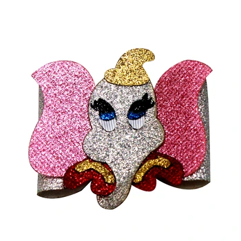 

10 PCS 4 inch elephant element DIY craft GongXiang cartoon hair bow hair hairpin girls cartoon synthetic leather gift hair bows