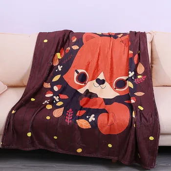 

BEST.WENSD Quality Sherpa Throw Blanket Winter Leaf Flower Fox Plush Blanket for Children Cartoon Anime Blankets for Beds Brown