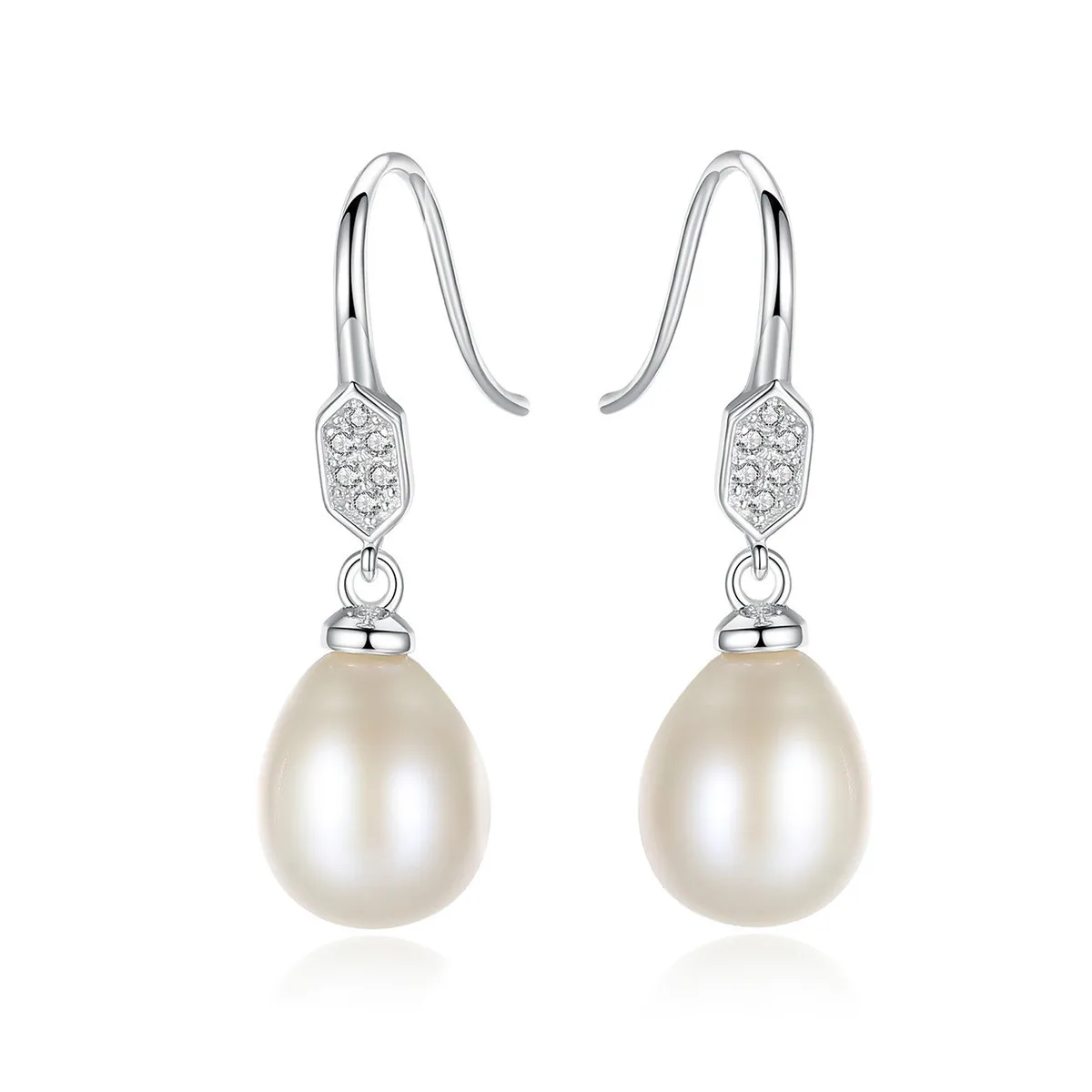 

YUEYIN 925 Silver Jewelry for Women Dangle Earrings AAA Zircon 8-9mm Real Pearl Earrings for Women High Quality Party Gift Hot