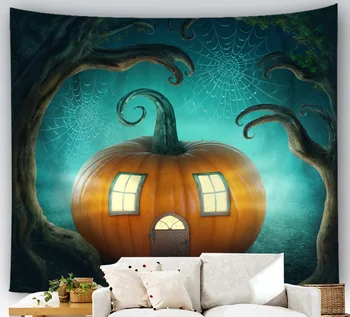 

Halloween Fullmoon Tapestry Ghost Printing Beach Blanket Cat Home Wall Decoration Cartoon Wall Hanging for Halloween Party