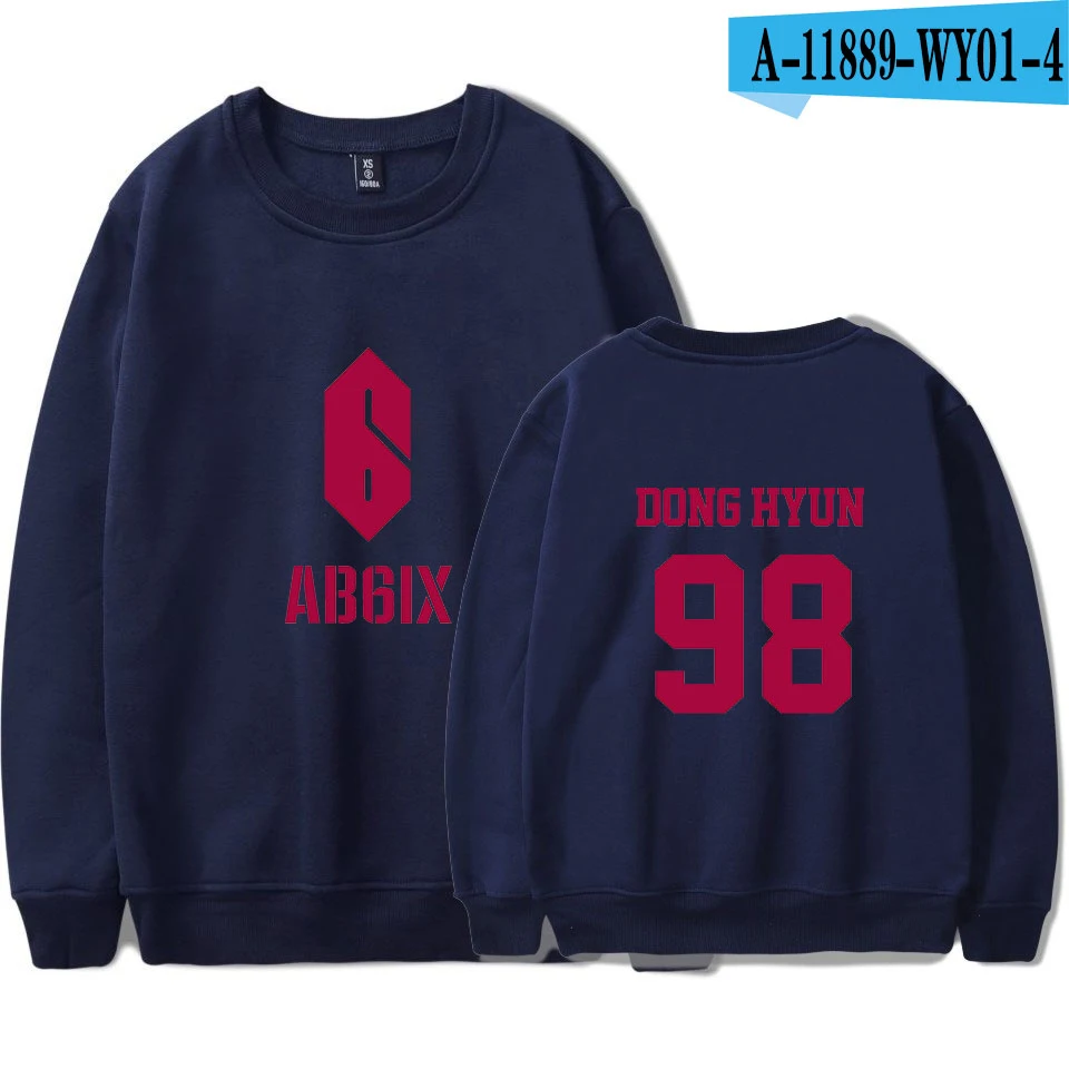 Kpop AB6IX толстовка с круглым вырезом Женская Новая модная белая толстовка женская K pop толстовка с круглым вырезом Harajuku - Цвет: Navy Blue