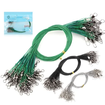 HOT PROMO ❤️ DONQL 60 pcs Fishing Leash Anti Bite Steel line With Swivel Connector Leader Resistant Tension Fishing Wire Tackle Accessories - discount item 35% OFF Sports & Entertainment