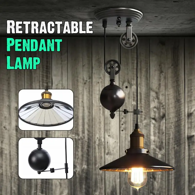 

E27 black vintage industrial pendant light nordic retro light iron lampshade loft edison lamp adjustable dining room Countryside