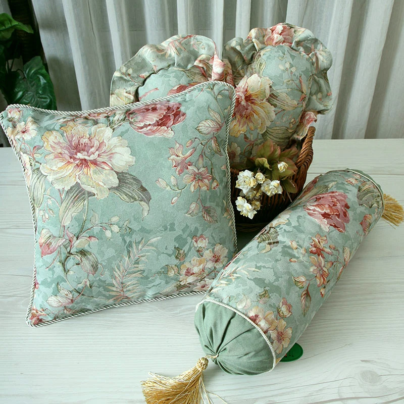 Funda de almohada Europea pastoral, cubierta de Cojín cilíndrico/Corazón, floral, lumbar, respaldo|Funda de cojín| AliExpress