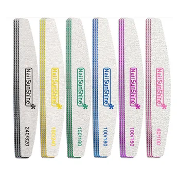 

50pcs Acrylic Nail File Strong Sandpaper Nail Buffer Block For Manicure Lime a ongle 80/100/150/180/240/320 Washable Boat Files