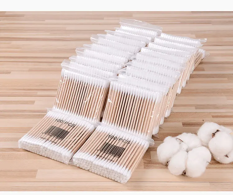 1000 Household Cotton Swab Double Headed Stick Ears Pointed-Toe Sterile Makeup Stick Cotton Disposable