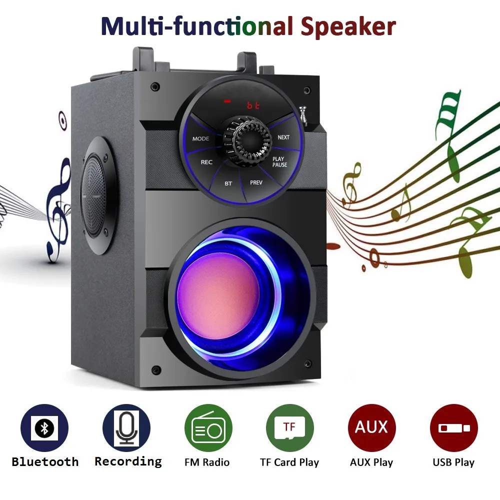 

Newest Bluetooth Speaker Portable Wireless Stereo Subwoofer Bass Big Speakers Column Support FM Radio TF AUX USB Remote Control