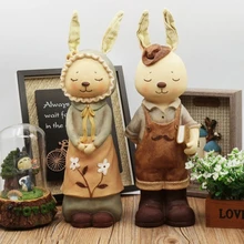 Cartoon Rabbit Couple Set Piggy Bank Resin Piggy Bank Home Office Desk Crafts Decoration Gift