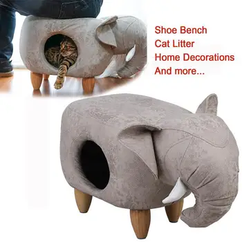 

Creative Dual use cat litter nest Keep warm PU shoe bench stool with wood leg pet furniture Home decorations for Pet owners