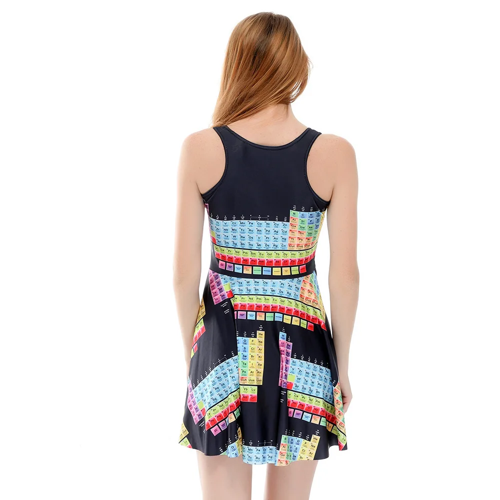 New Product Listing Personality Chemistry Element Periodic Table Dress Digital Printing Pleated Jumpsuit Skirt Chemical