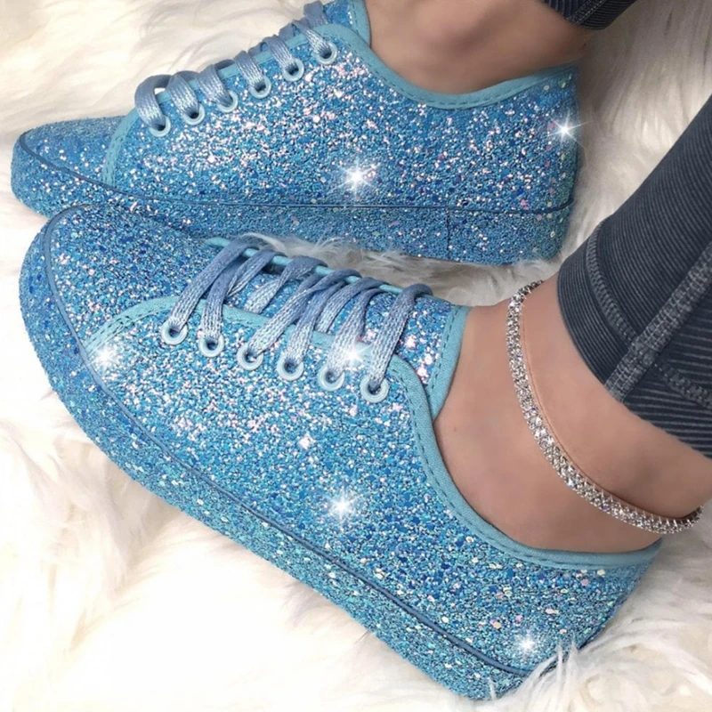 Sequin Women's Sports Shoes, Sequin Women's Vulcanized Thick Soled Shoes, Large 35-43, New in Spring and Autumn