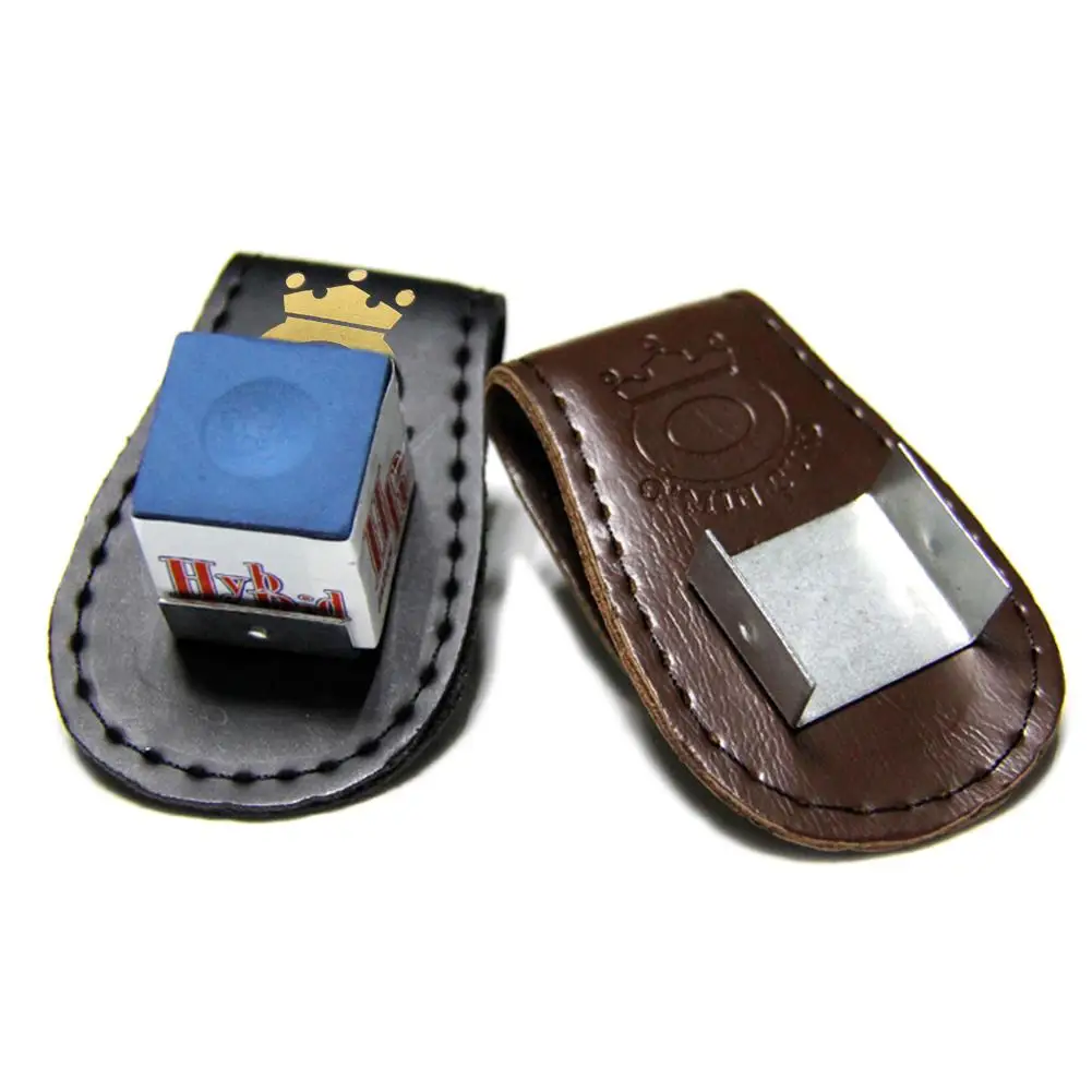 High Quality Pool Billiards Snooker Accessories Leather Magnetic Belt Clip Chalk 