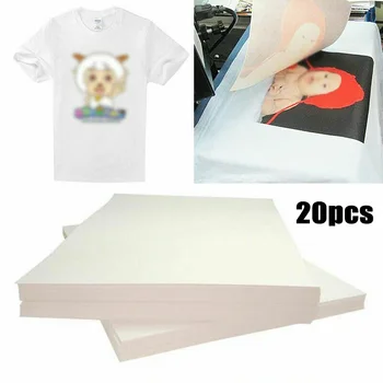 

20 Sheets A4 T Shirt Iron On Inkjet Heat Transfer Paper Light Fabric Cloth Craft