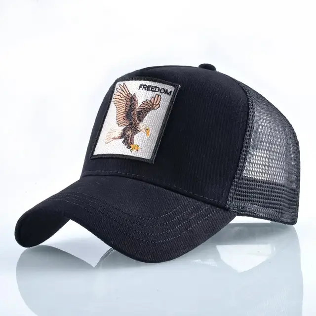 Fashion Animals Embroidery Baseball Caps Men Women Snapback Hip Hop Hat Summer Breathable Mesh Sun Gorras Unisex Streetwear Bone Black  Eagle