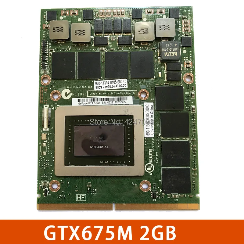 

Оригинальная видеокарта GTX675M GTX 675M N13E-GS1-A1 VGA для ноутбука Dell M6000 M6600 M6700 M6800 M15X M17x R2 R3 R4