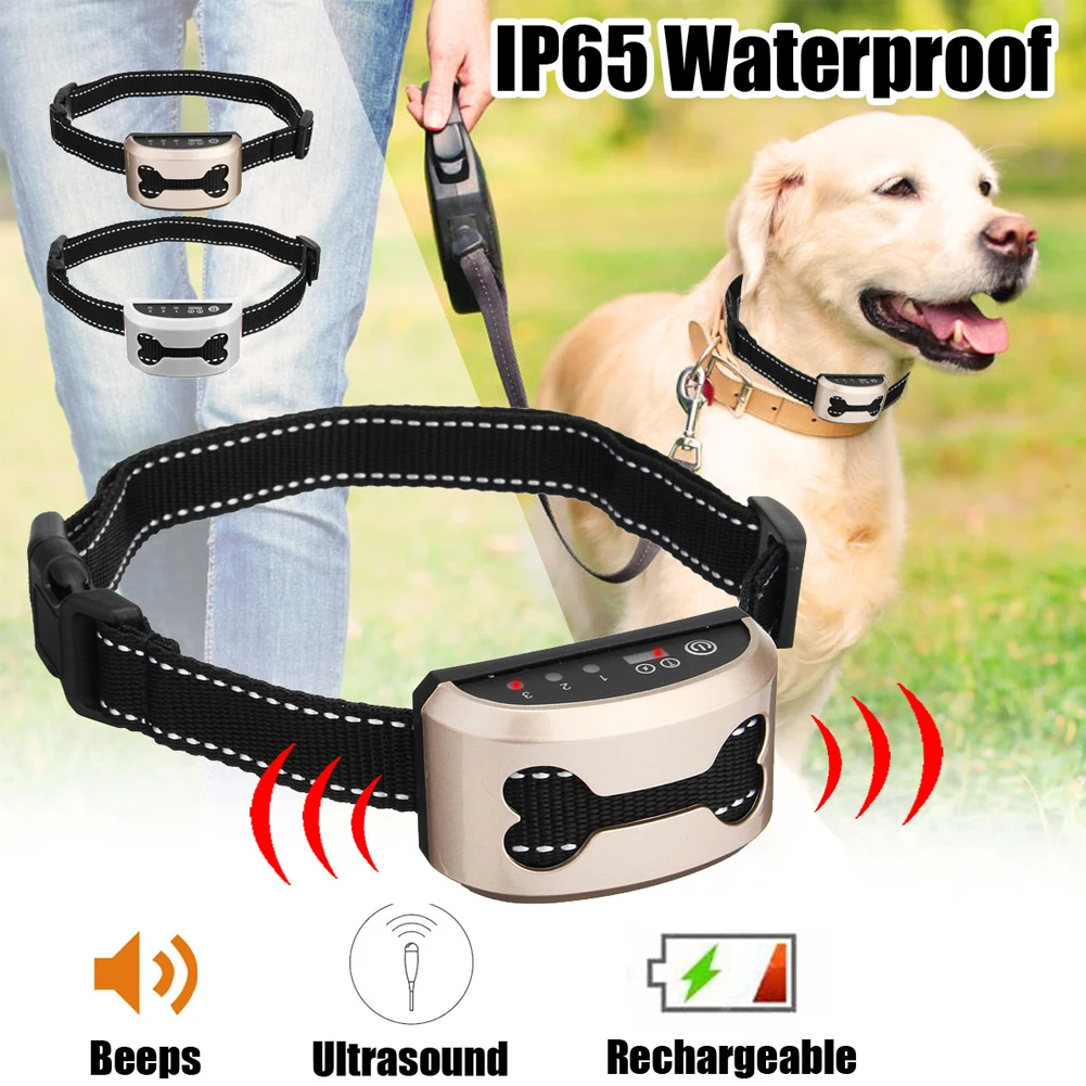 Waterproof Auto Anti Humane Bark Training Collar Control Stop Dog Barking Adjustable Electric Rechargeable ShockSafe Carefully | Дом и сад