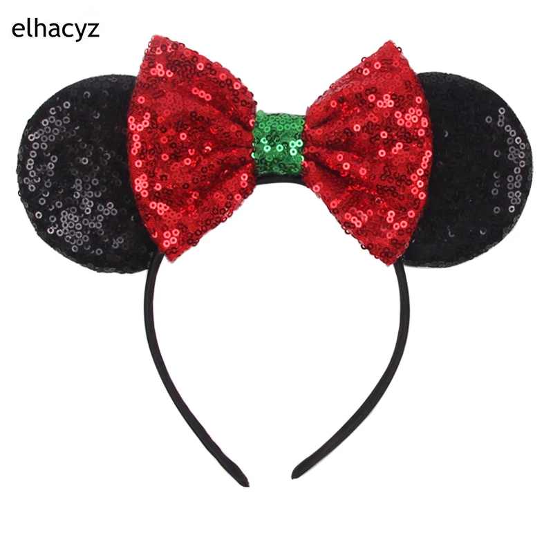 

Glitter Sequins Patchwork Mouse Ears Sequins Bow Headband Women Festival Hair Band Kids Hair Accessories Kids Party Headwear