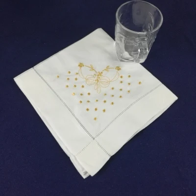 Набор из 12 Fshion носовых платков белая льняная прошитая скатерть 1" x18"-дюймовая лестница вышитые цветочные Столовые Салфетки