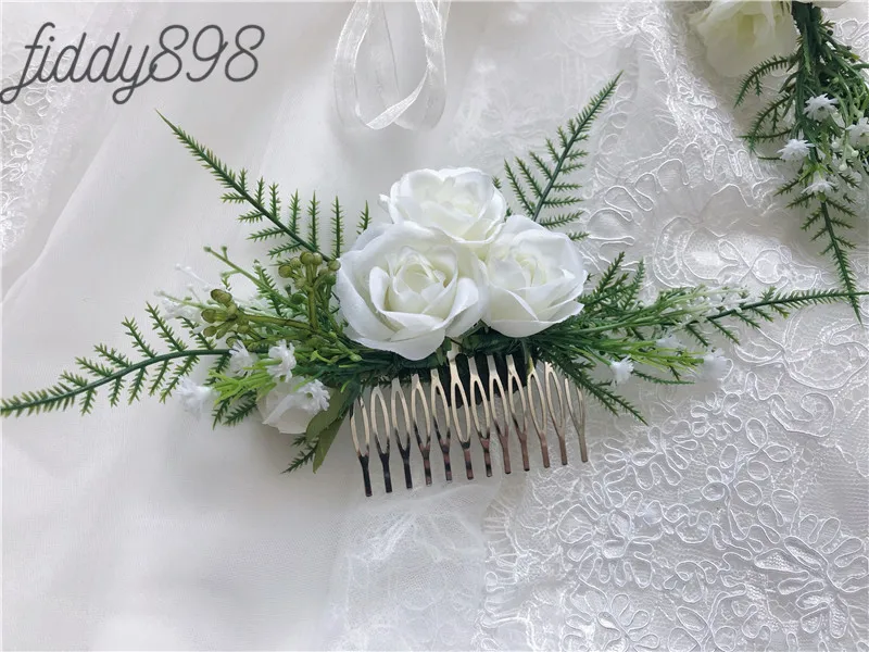 Зелень цветок корона для волос невесты гребень повязка Свадебные аксессуары Свадебный головной убор tocados flores bodas свадебные аксессуары