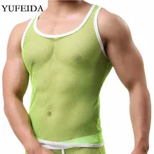 Сексуальные тонкие мужские майки, прозрачное Сетчатое Мужское нижнее белье, домашняя одежда для геев, Летние повседневные майки, топы для фитнеса, топы без рукавов, Honewear