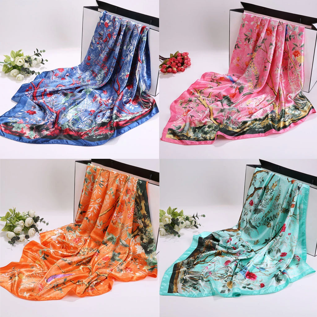2019 Scarves For Women Hot Sale Print Flower Scarves Wrap Sunscreen Beach Cover Up Long Hijab Polyester Cape Female 919
