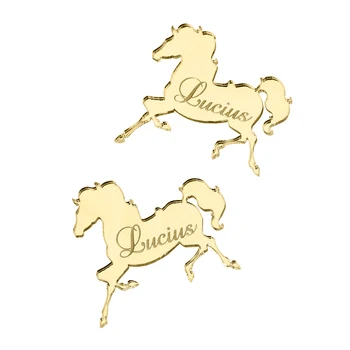 

Personalized Engraved Mirror Wood Baby Name Horse Invitation Card Wooden Baby Shower Chocolates Birthday Gift Decor Favors 6cm