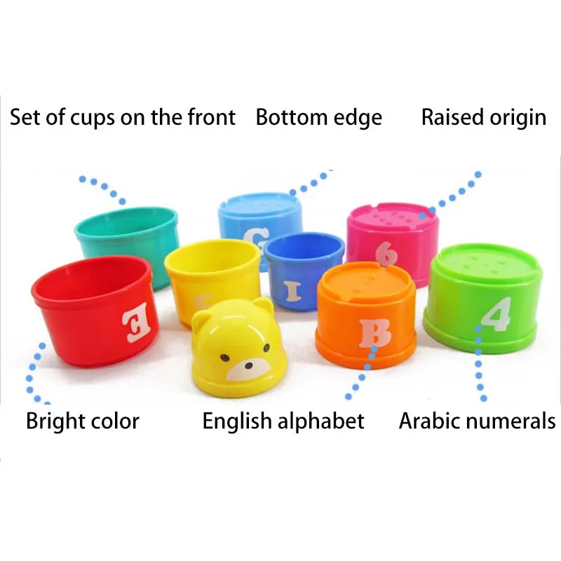 9 шт. мини медведь стек чашки Развивающие детские игрушки цвета радуги фигуры для детей складные башни забавные стопки чашки цифры буквы игрушки Наборы