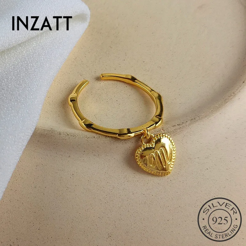 INZATT, настоящее 925 пробы, серебряное кольцо с буквой М, регулируемое кольцо с изменяемым размером для женщин, хорошее ювелирное изделие, минималистичные аксессуары
