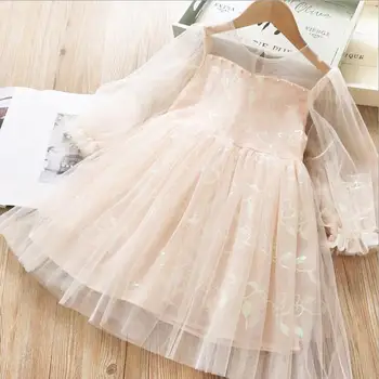 

Girls' mesh dress Long sleeve children's dress Size 100-140cm Little Girls Dresses 2020 Spring New Arrival