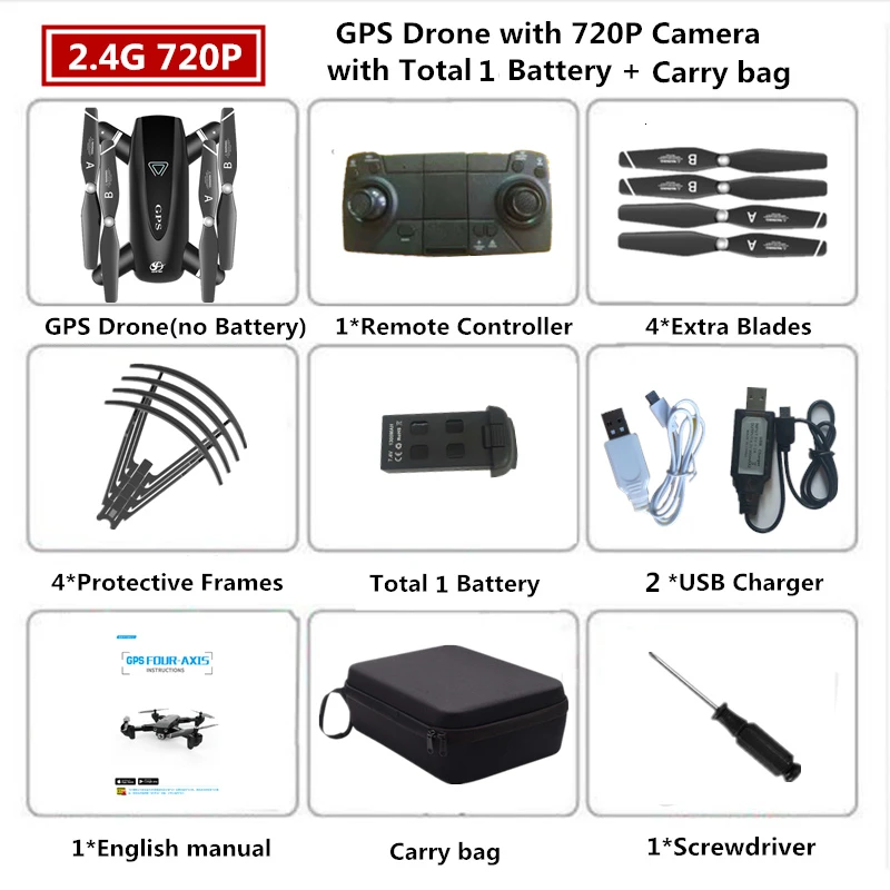 S167 Дрон с GPS 4K RC Квадрокоптер с wifi FPV камера складной Дрон Летающий вертолет игрушка VS SG906 F11 E520S XS812 - Цвет: 720P 2.4G Carry Bag1